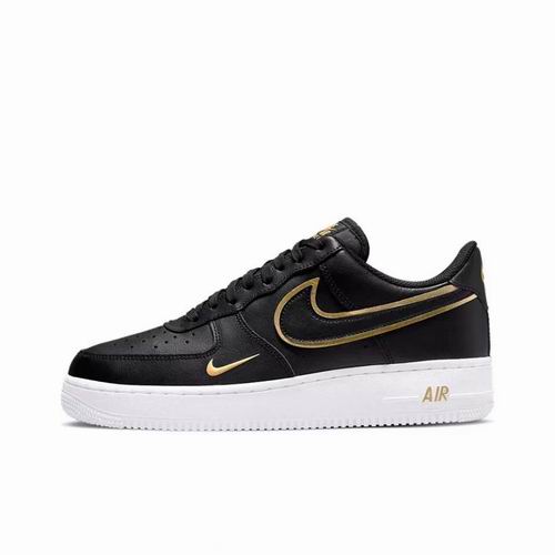 Cheap Nike Air Force 1 Black Golden Shoes Men and Women-53